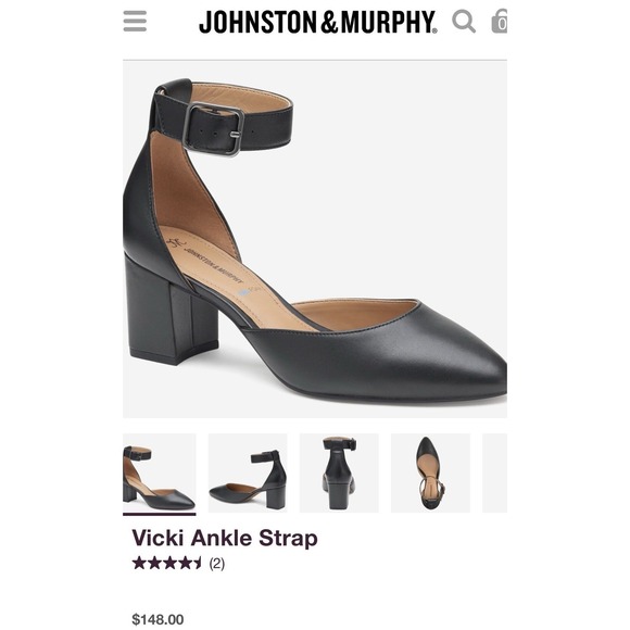 Johnston & Murphy Women's Black Leather Vicki Ankle Strap Heels Size 11M $148 - Picture 6 of 6